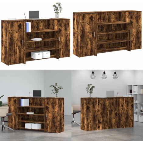 Mostrador de recepción roble ahumado 180x50x103,5 cm - Mostrador de oficina - Armario de almacenamiento