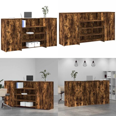 Mostrador de recepción roble ahumado 200x50x103,5 cm - Mostrador de oficina - Armario de almacenamiento