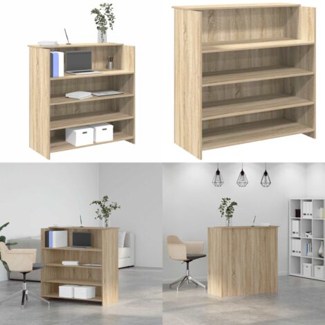 Mostrador de recepción Roble Sonoma 100x50x103,5 cm Madera de ingeniería - Mostrador de oficina - Mostrador de caja