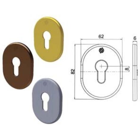 MOSTRINA INTERNA/ESTERNA CILINDRO EUROPEO SERIE T- - mm.62X82X6 ottone cromo satinato (4302KCS) - 5 pezzi SECUREMME
