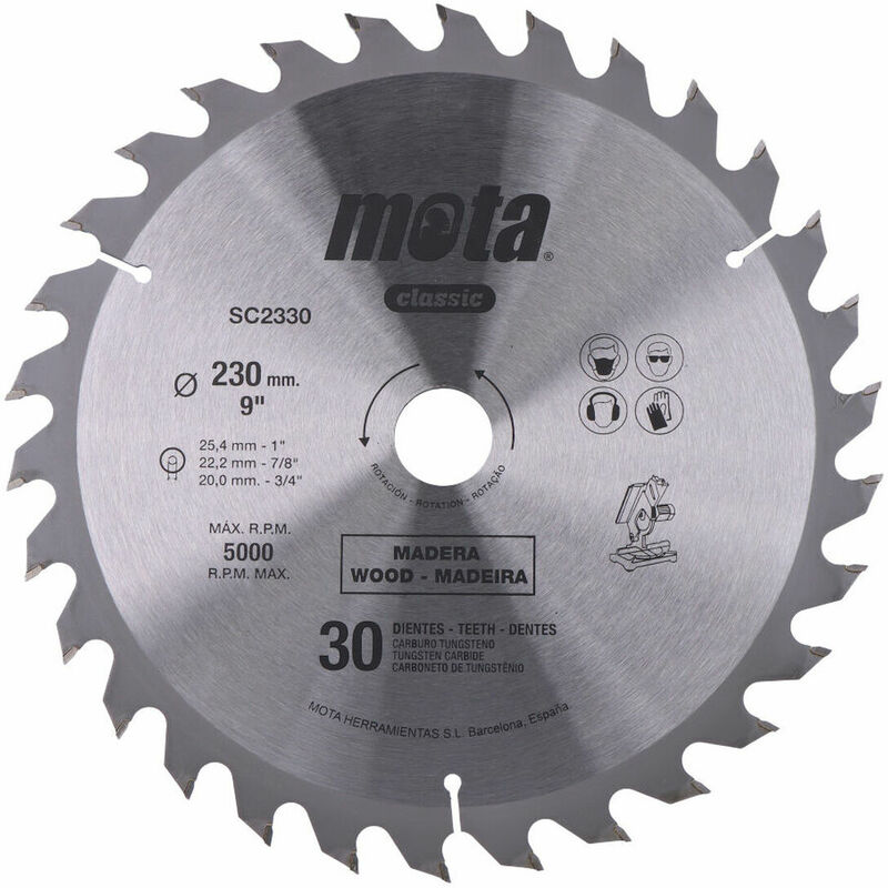 

MOTA HERRAMIENTAS Sierra circ. widia 230mm 30 d. c lp18 sc2330