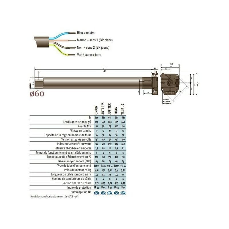 Moteur 230V/50Hz LT60 jupiter csi 85/17 Somfy