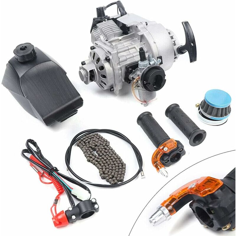 Gojoy - Moteur 49cc 2 temps monocylindre Mini moteur air forcé refroidissement moteur de course avec réservoir de carburant pour Pocket Bike Mini