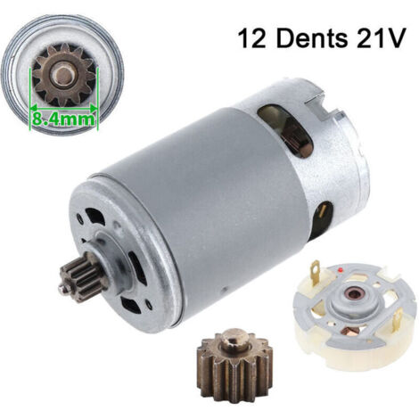 Moteur à courant continu RS550 avec 12 dents - Moteur brossé - 21V, plus 1 x 12 dents et porte-balais de service