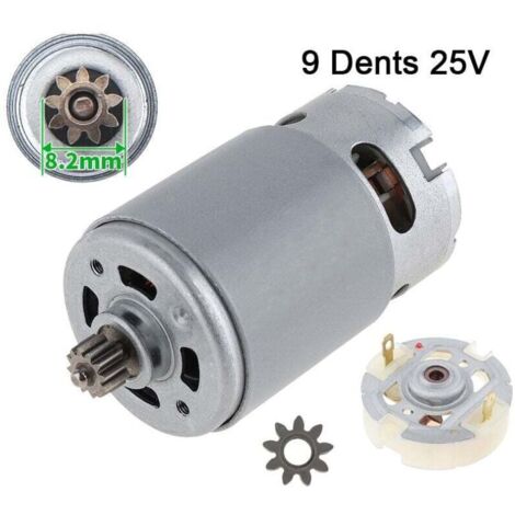 Moteur à courant continu RS550 avec 9 dents - Moteur brossé - 25V, plus 1 x 9 dents et porte-balais de service
