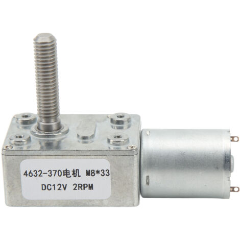 Moteur à Engrenage à Vis Sans Fin DC 12V 4632‑370, Haute Précision 2RPM, Arbre M8x33mm