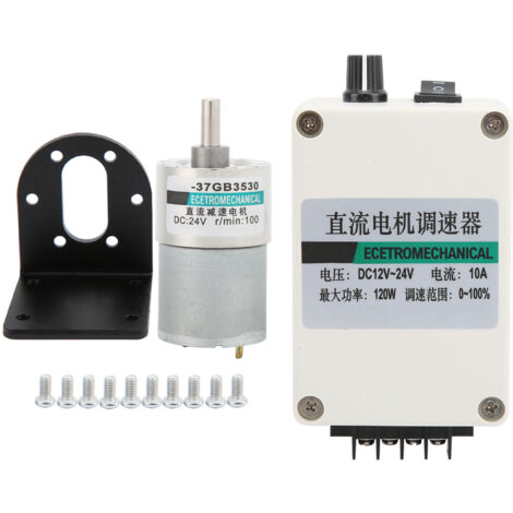 Moteur à engrenage DC 24V XD37GB3530, basse vitesse, couple élevé, aimant permanent avec support et régulateur (100 tr/min)