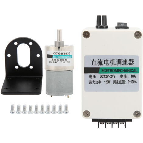 Moteur à engrenage DC 24V XD37GB3530, basse vitesse et couple élevé, avec support et régulateur (10 tr/min)