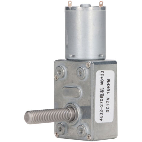 Moteur à Engrenage Réducteur DC 18RPM, Aluminium et Laiton, M8x33mm, 12V - Idéal pour Applications Robotiques et Automatisation