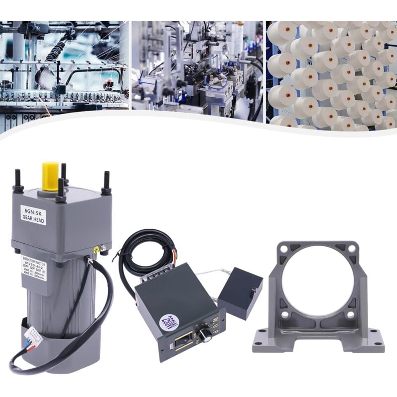 Gojoy - Moteur à engrenages à courant alternatif à vitesse réglable ac 220 v 250 w réglable en continu avec régulateur de transmission et support (5