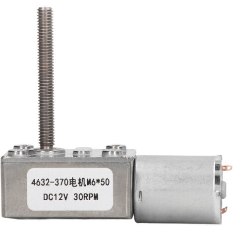 Moteur à Engrenages DC 12V 30RPM avec Capacité d'Auto-blocage, Réducteur à Vis sans Fin, Arbre M6x50mm