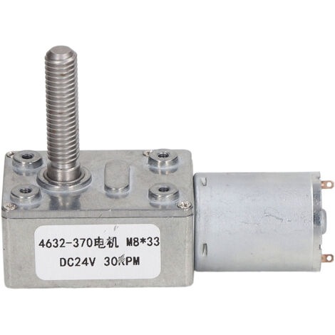 Moteur à Engrenages DC 24V 30RPM avec Réducteur de Vitesse pour Treuil, Type Turbine Vis sans Fin M8x33mm