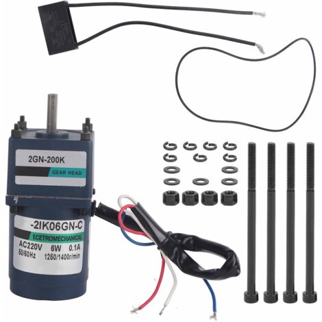 Moteur à engrenages micro 6W AC220V avec réducteur fixe et condensateur (200 tr/min)
