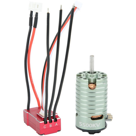 Moteur Brushless 1410 5500KV + ESC Rouge 18A pour Voiture RC - Pièce de Rechange Accessoire