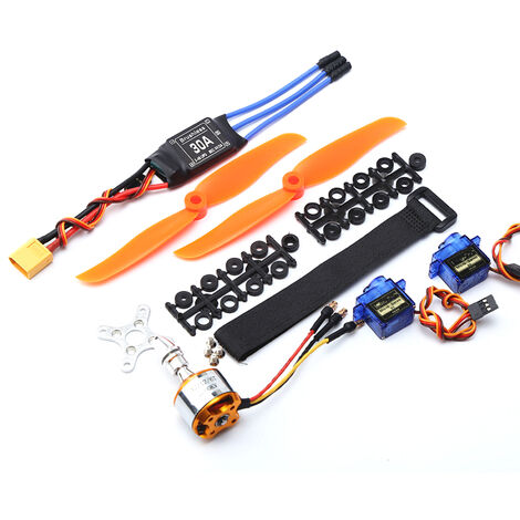 Moteur Brushless 2200KV 30A ESC 6035 Hélice 9G Micro Servo 2pcs pour RC Avion Hélicoptère XT60 Plug (Yellow-Set 1)