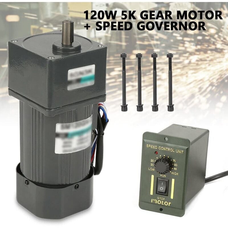 Moteur électrique AC 220 V 120 W 5 K avec régulateur de vitesse, Gear Motor CW/CCW, grande durabilité, fonctionnement stable, dissipateur de chaleur,