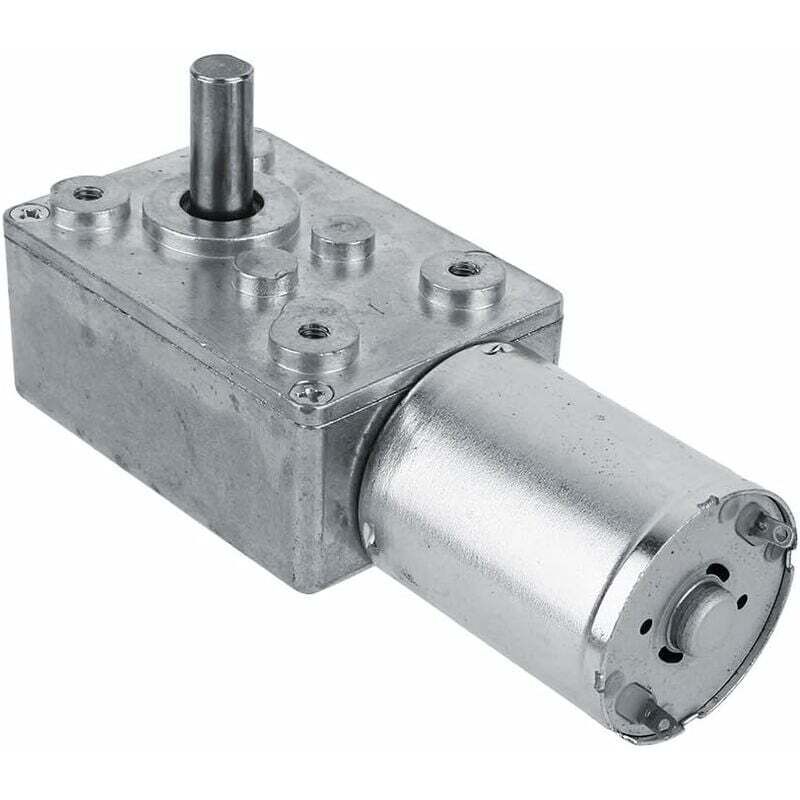Moteur Électrique de Réduction Réversible à Couple Élevé Boîte de Vitesses Motoréducteur à Engrenage à Vis sans Fin 12V 62RPM Argent