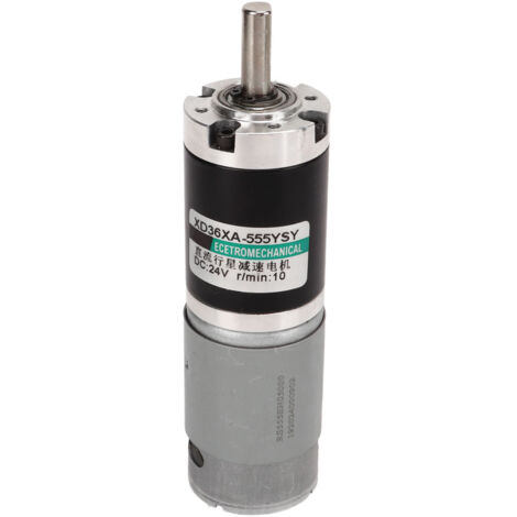 Moteur électrique miniature 24V 15W à engrenages cuivre, couple élevé et faible bruit, 10 tr/min, finition noir argenté