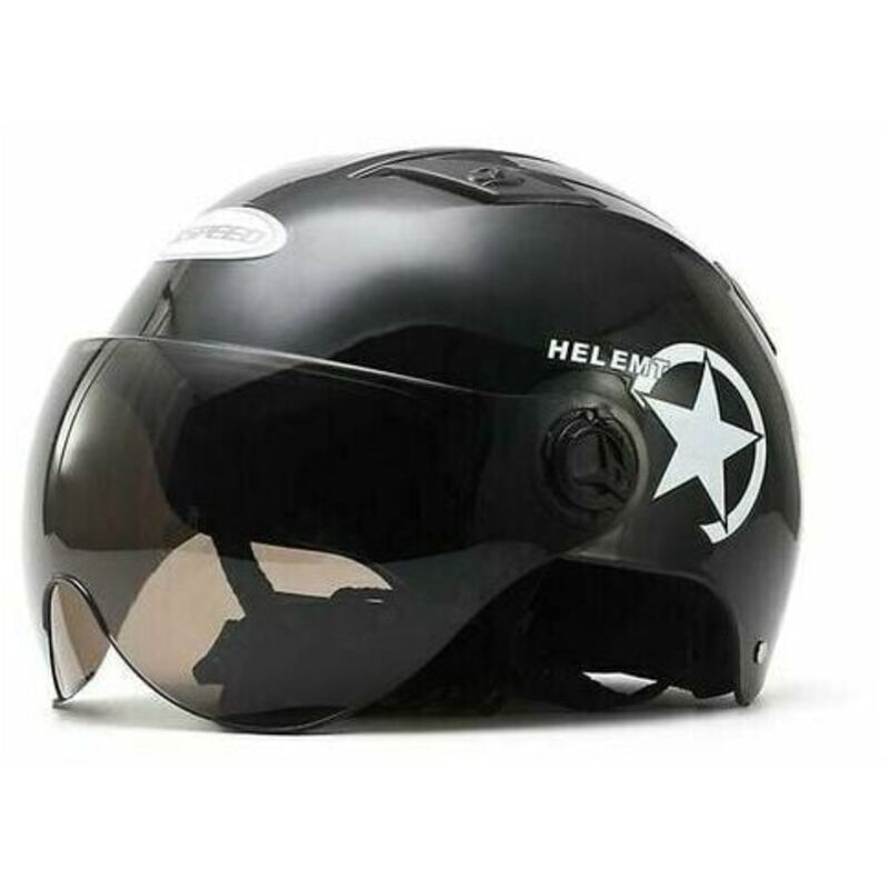 Moteur électrique pour casque de scooter et vélo - Visage ouvert - Demi casquette de baseball - Anti-UV - Sécurité - Noir