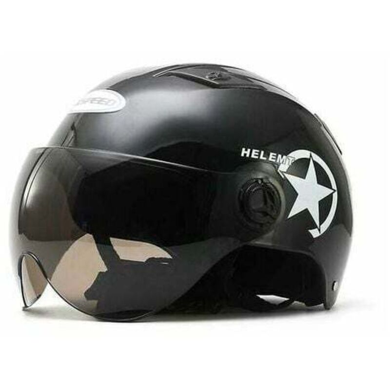 Moteur électrique pour casque de scooter et vélo - Visage ouvert - Demi casquette de baseball - Anti-UV - Sécurité - Noir