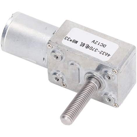 Moteur réducteur 12V CC à couple élevé, sens de rotation réversible, auto-bloquant, type vis sans fin, modèle 4632‑370, vitesse 6 tours/min.