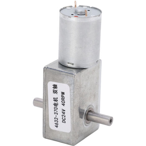Moteur Réducteur à Engrenages DC 24V 40RPM Double Arbre Direction Ajustable Turbine Carrée