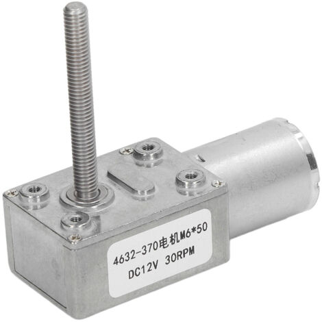Moteur Réducteur DC 12V 30 Tours/Minute avec Autoblocage, Réducteur à Vis sans Fin, Arbre de Sortie M6x50mm