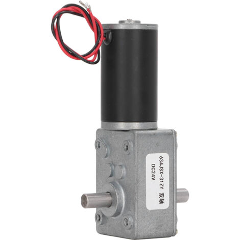 Moteur Réducteur DC 24V à Double Arbre, 30 RPM, Haute Puissance et Réversible avec Engrenage à Vis Sans Fin