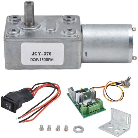 Moteur Réducteur DC 6V Mini Turbo à Vis sans Fin JGY370 150RPM avec Régulateur de Vitesse