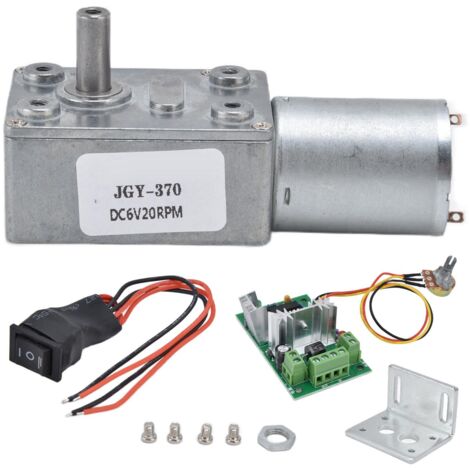 Moteur Réducteur DC 6V Mini Turbo à Vis sans Fin JGY370 avec Régulateur de Vitesse 20RPM