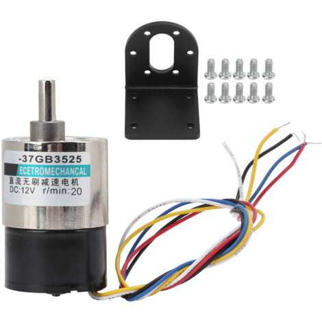 Moteur sans balais 12V XD-37GB3525, réducteur de vitesse 200 tr/min pour machine CNC, support inclus.