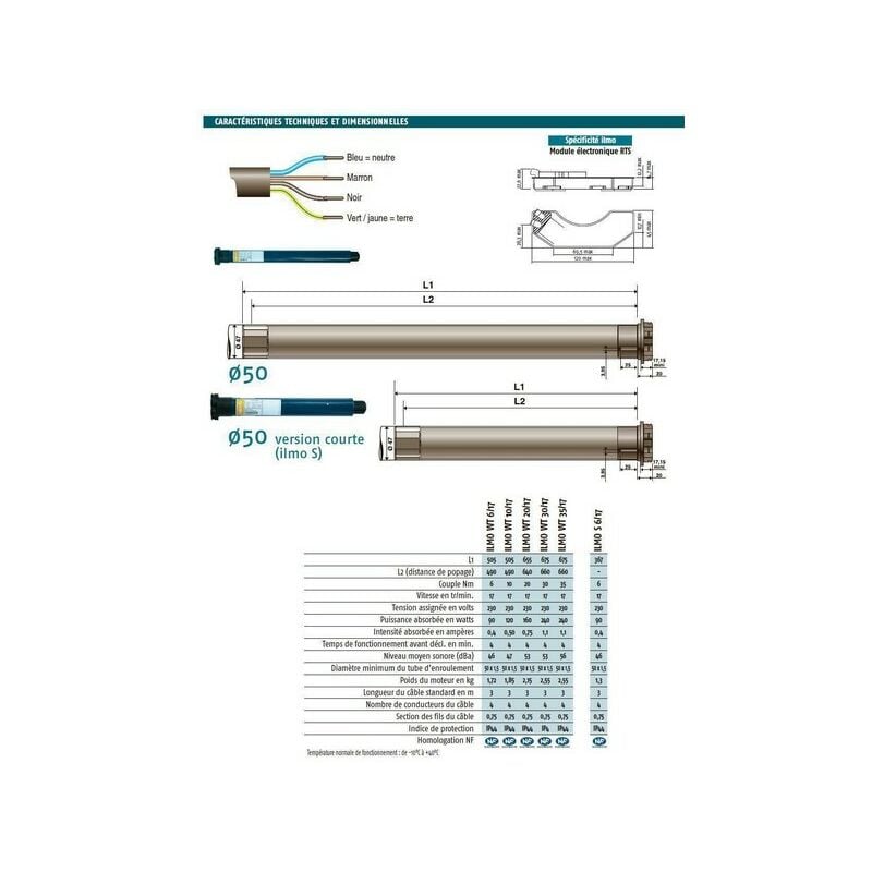 Somfy - Moteur sans réglage pour volets roulants ilmo wt 35/17