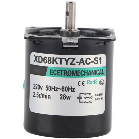 Moteur synchrone 28W 220V AC, vitesse 2.5 tr/min, rotation horaire et anti-horaire, modèle XD68KTYZ