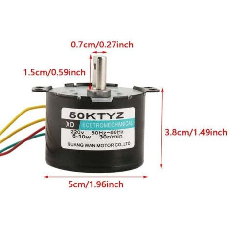Moteur Synchrone AC 220V 6-10W à Aimants Permanents Couple Élevé Faible Vitesse 10RPM Rotation CW CCW