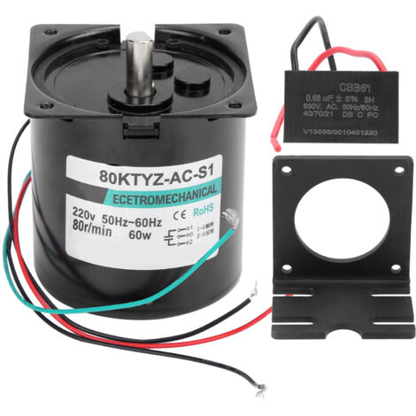 Moteur synchrone AC 60W XD80KTYZ 80 tr/min, grande torsion, basse vitesse, avec support de condensateur, sens horaire/antihoraire, 220V.