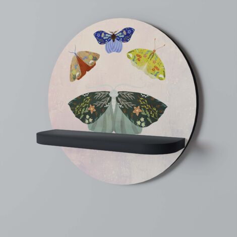 MOTH INTO THE LIGHT Rundes Regal Schwarz