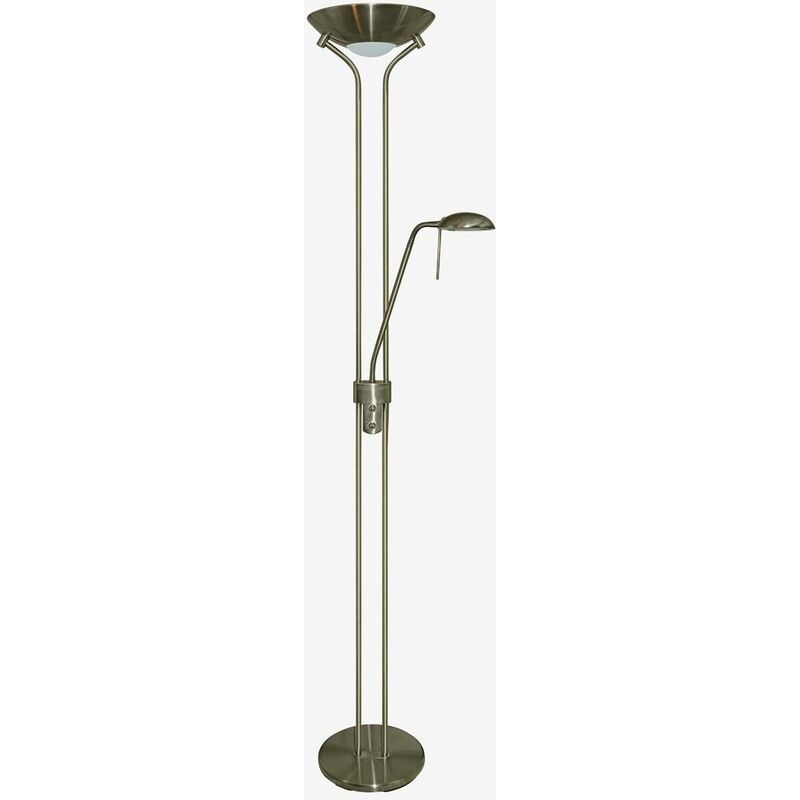 Image of Mother & Child - Mother and Child Floor Lamp Antique Brass with Dimmer, G9 - Searchlight