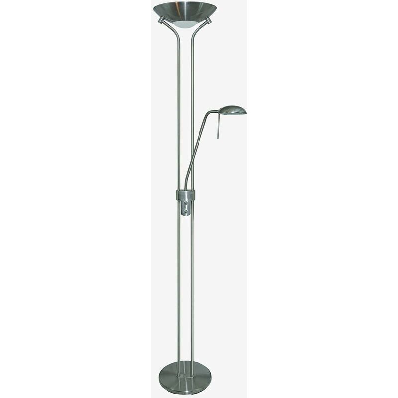 Image of Mother & Child - 2 Light Mother and Child Floor Lamp Uplighter Satin Silver, G9 - Searchlight