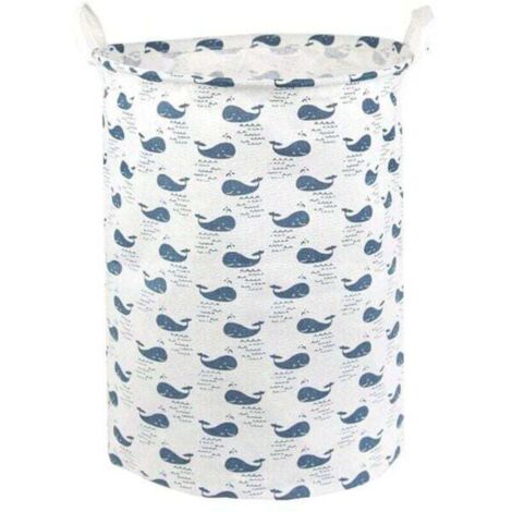 Motif de baleine bleue，Panier à linge et filet con, XU,teneur rangement pliable, XU,panier avec poignée panier serviettes coton intérieur étanche design mignon KZQ - KZQ