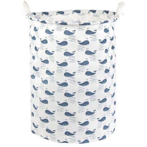 motif de baleine bleue，Panier à linge et sac à linge en filet - conteneur de rangement pliable - panier à linge sale avec poignée