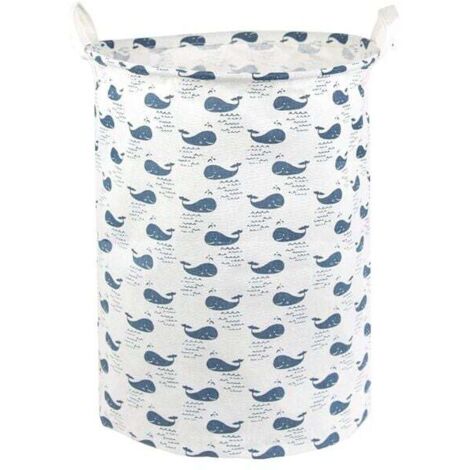 motif de baleine bleue，Panier à linge et sac à linge en filet - conteneur de rangement pliable - panier à linge sale avec poignée - panier à serviettes en coton - intérieur étanche - design mignon