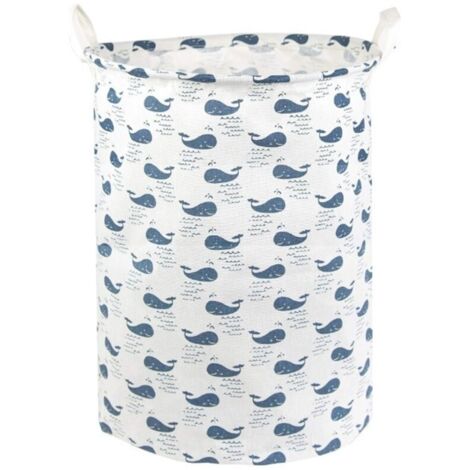 motif de baleine bleue，Panier à linge et sac à linge en filet - conteneur de rangement pliable - panier à linge sale avec poignée - panier à serviettes en coton - intérieur étanche - design mignon