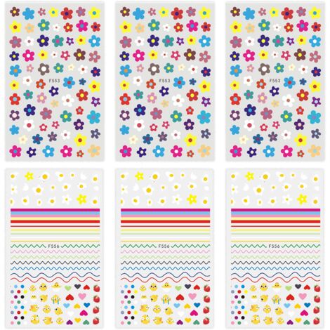 Motifs Nail Art Stickers Stickers pour femmes enfants, cadeau de salon de manucure auto-adhésif pour filles de printemps