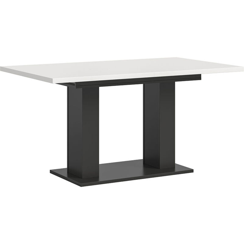Ebuy24 - Motion Esstisch Doppelsäulenfuß 90x150/190cm Inkl. 1 Einlegeplatte Weiß, Grau.