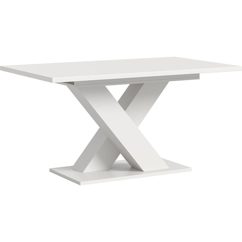Ebuy24 Motion Esstisch X-fuß 90x150/190cm Inkl. 1 Einlegeplatte Weiß.