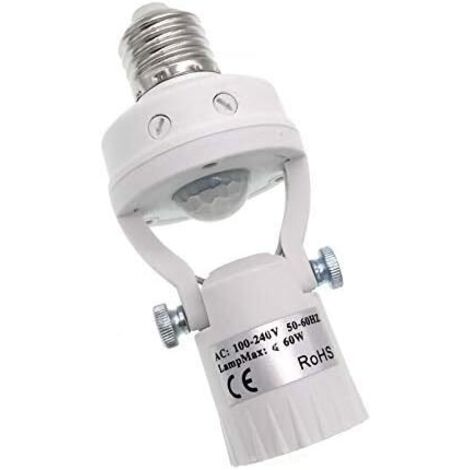 Motion Sensor Light Socket, E27 Screw Bulb Adapter, Smart Night Light Control for Storage Room, Garage Lighting (Adjustable)