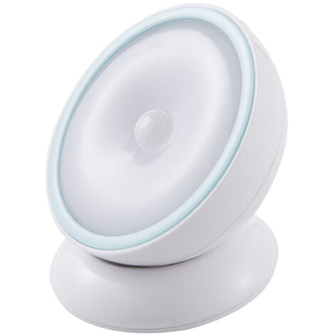 Night Light Motion Sensor [Battery Powered] with Rotating Base for Indoor  Use in Bathroom, Hallway, Cruise Cabin & More White