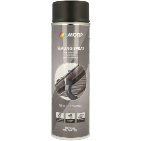 Motip Sealing Spray - Abdichtspray ideal zur Dachrinnen Abdichtung, Dicht Spray wasserdicht 500ml, schwarz matt