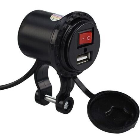Moto Chargeur de Voiture USB, 5 V/2.1A Prise de Chargeur USB Moto Étanche Prise avec Interrupteur Marche/Arrêt Prise de Courant de Montage de Guidon pour Téléphones Tablettes PC