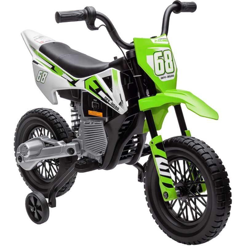 Aiyaplay - Moto cross électrique dirt bike enfant 12V 2 moteurs 2 vitesses 2,4-5 Km/h musiques vert